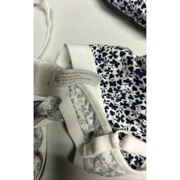 Sleepy Jones Made With Liberty Fabric Bra Set Blue White Patterned Womens XL - Picture 8 of 8